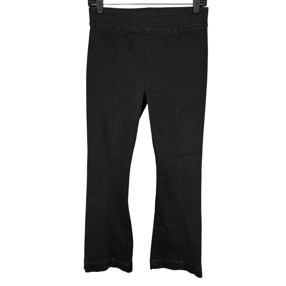 HELMUT LANG Black Coated Crop Flare Seamed Pull On Legging Pants, Size 27